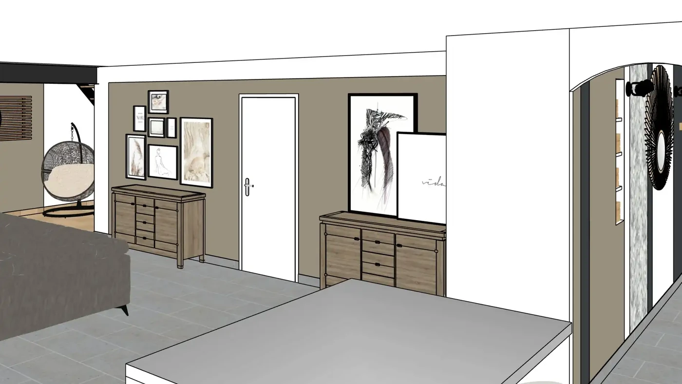 Projet séjour/salon/cuisine/entrée à La Chapelle Hermier