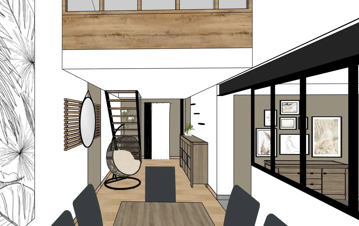 Projet séjour/salon/cuisine/entrée à La Chapelle Hermier