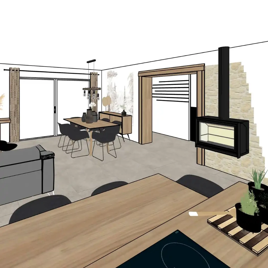 Projet séjour/salon/cuisine/entrée à Maché