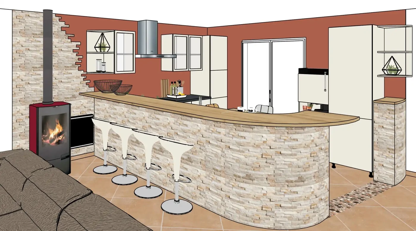 Projet séjour/salon/cuisine/entrée à Falleron