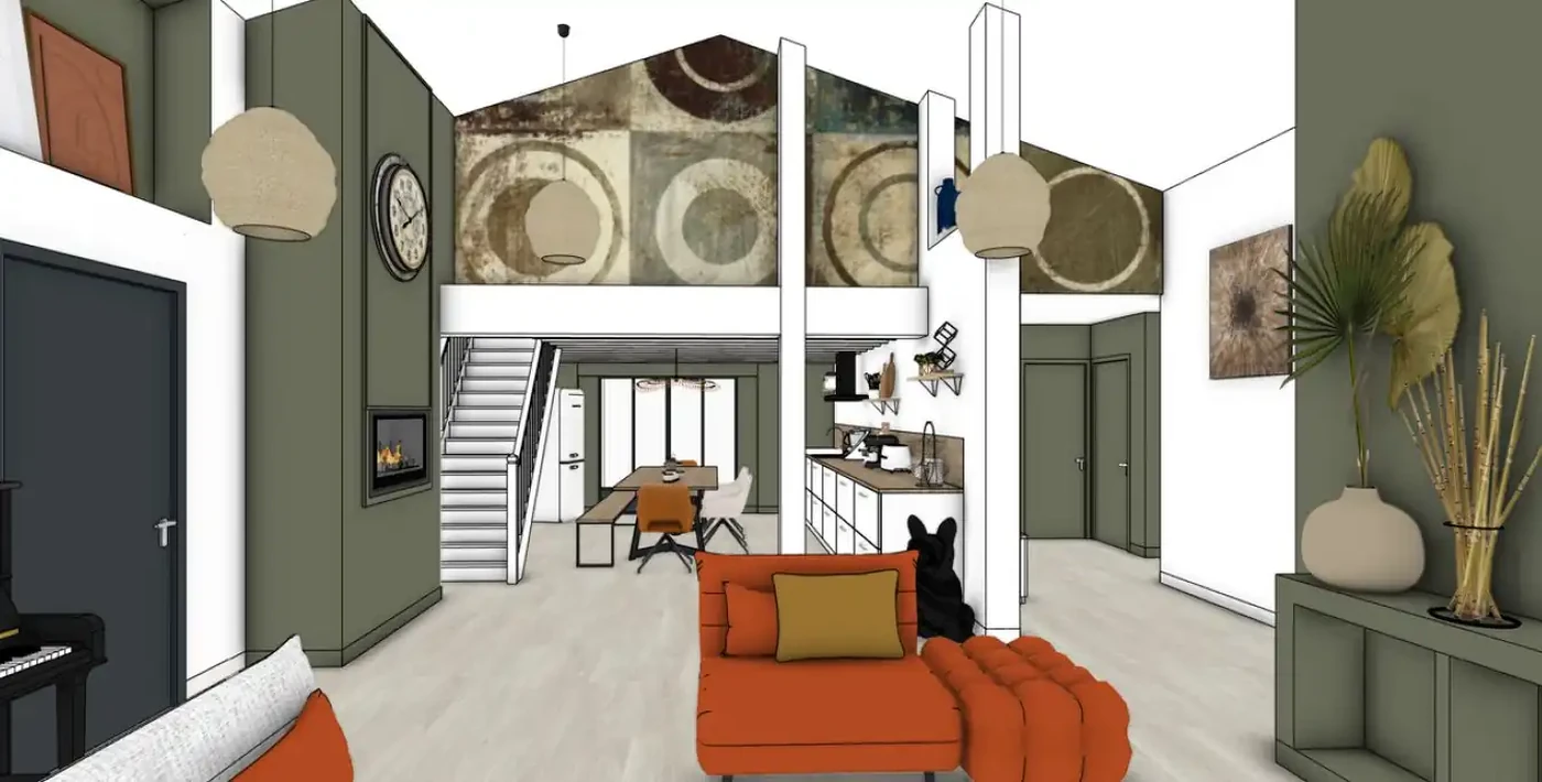 Projet séjour/salon/entrée à La Chaize Le Viconte