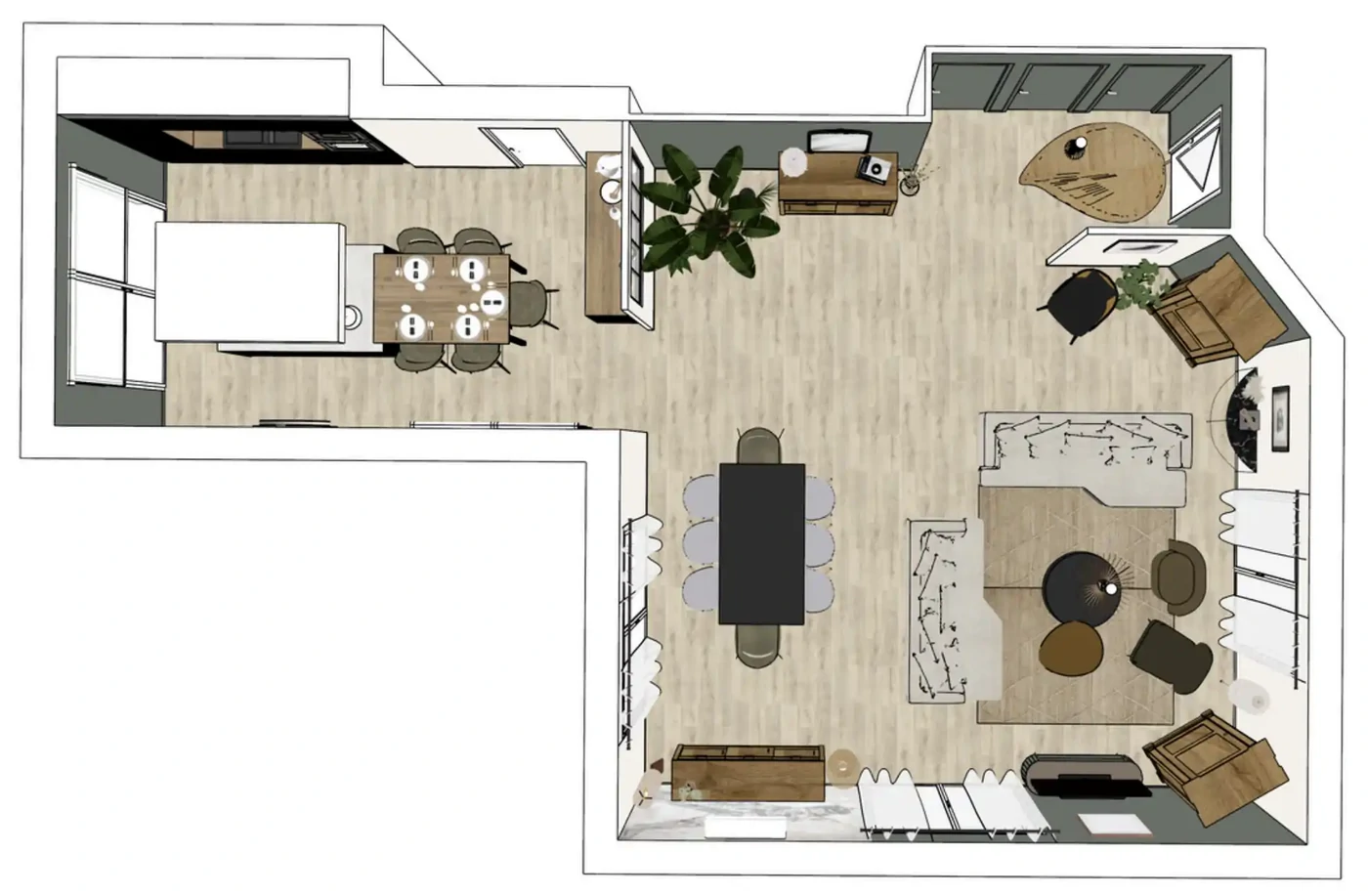 Projet séjour/salon/cuisine/entrée à Beaulieu Sous la Roche