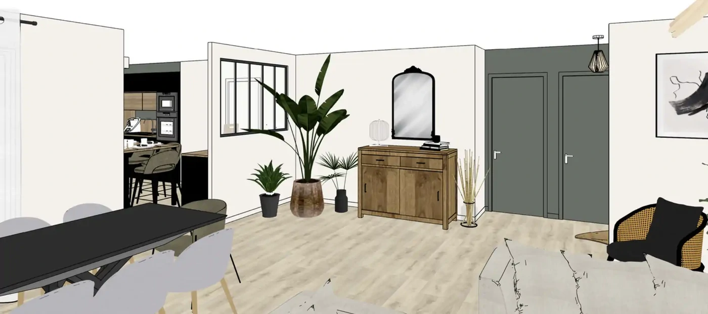 Projet séjour/salon/cuisine/entrée à Beaulieu Sous la Roche