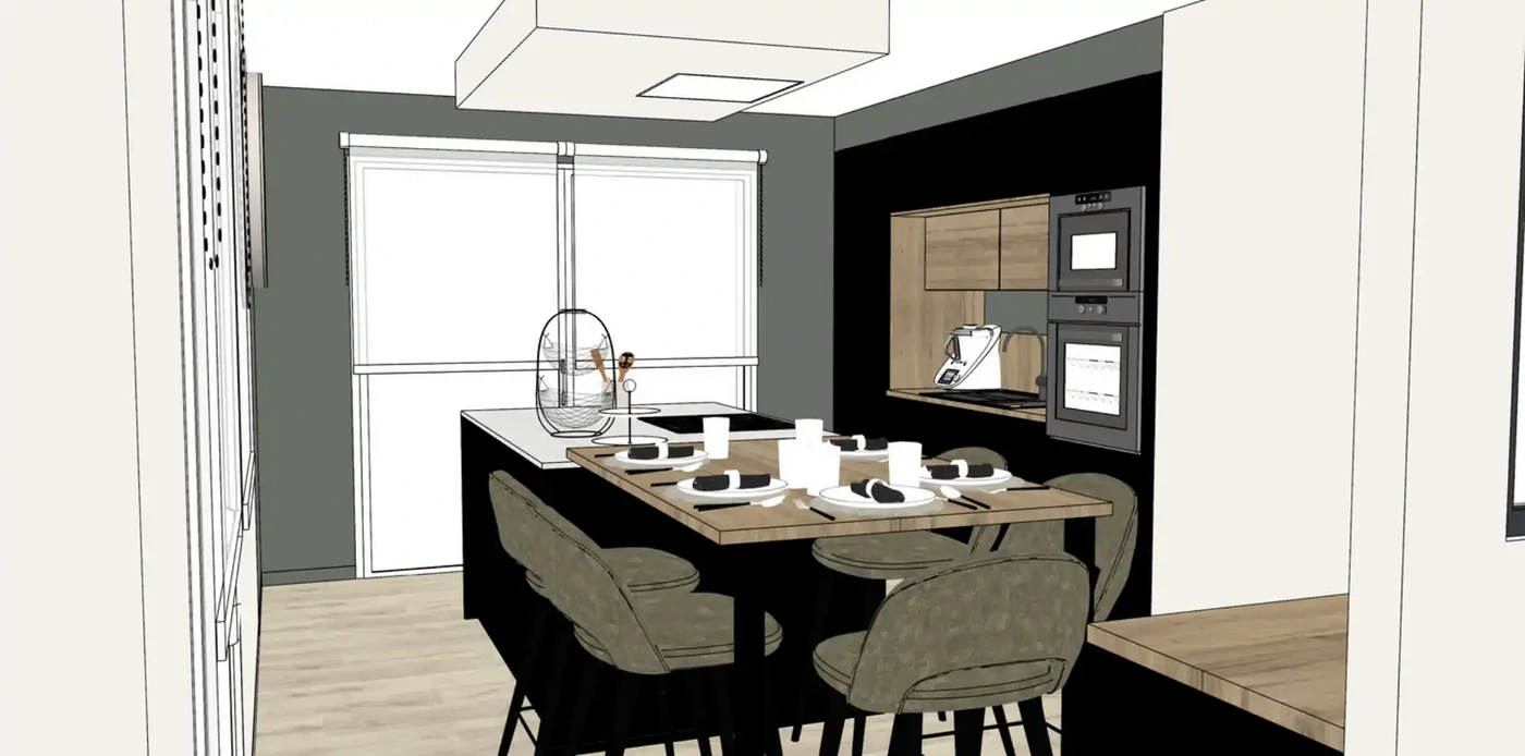 Projet séjour/salon/cuisine/entrée à Beaulieu Sous la Roche