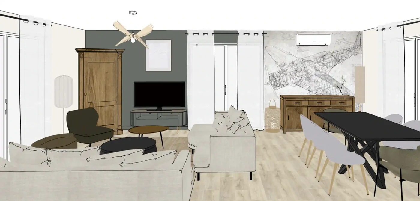 Projet séjour/salon/cuisine/entrée à Beaulieu Sous la Roche