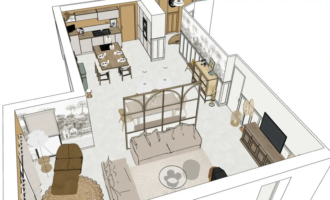 Projet séjour/salon/cuisine/entrée à Saint Philbert de Grand Lieu